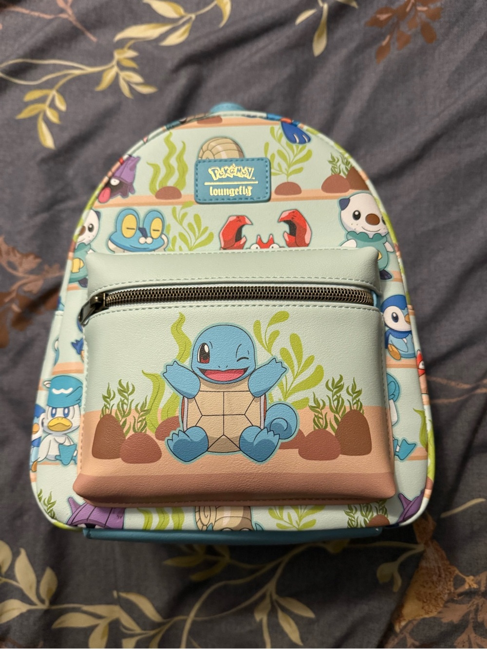 Loungefly Kids Pokémon Squirtle Mini Backpack – Light Blue, Tan, Green